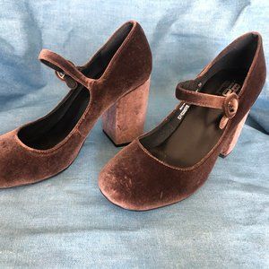 Velvet Mary Jane Chunky Heel